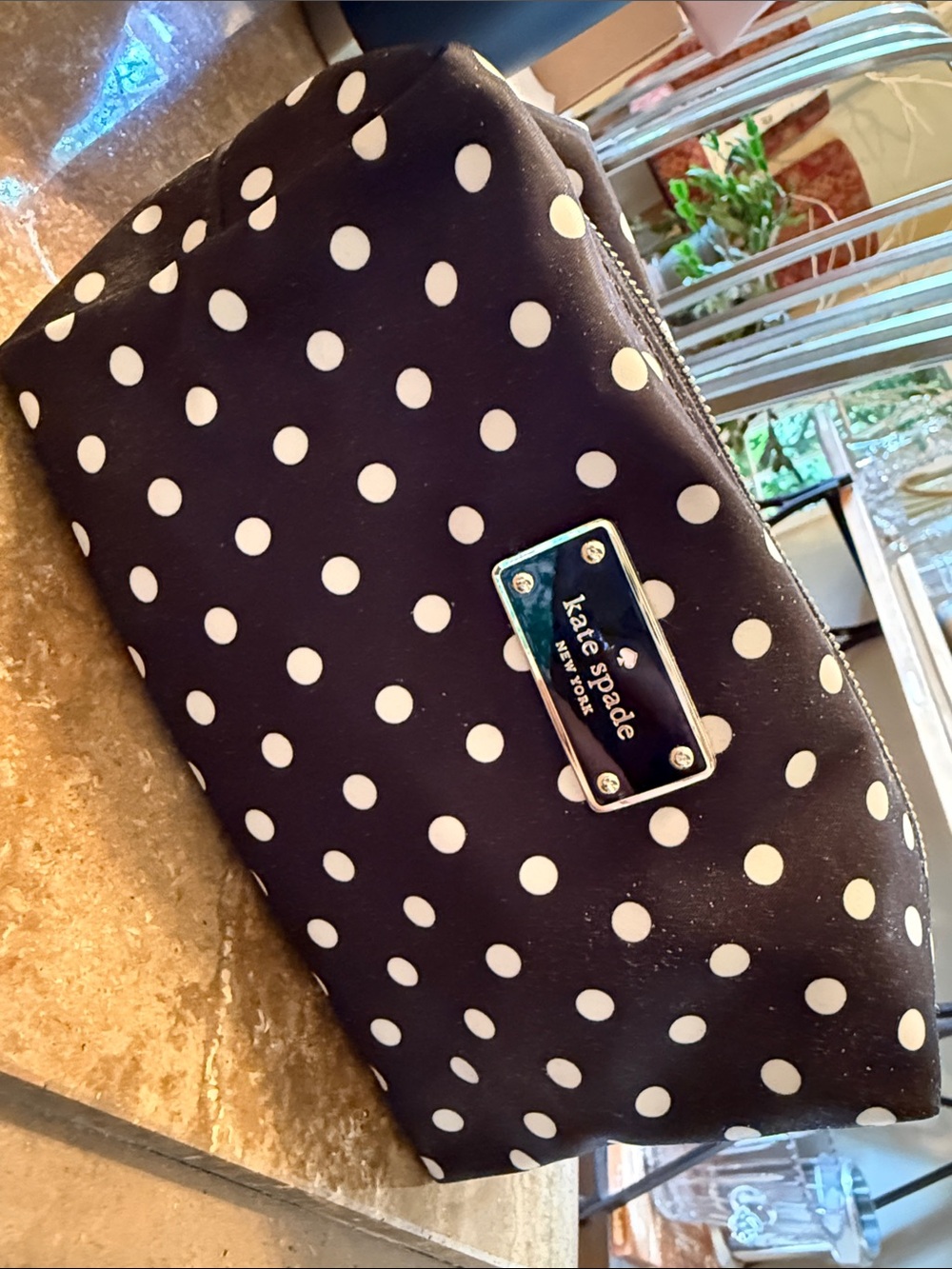kate spade Black and White Polka Dot Cosmetic Pouch